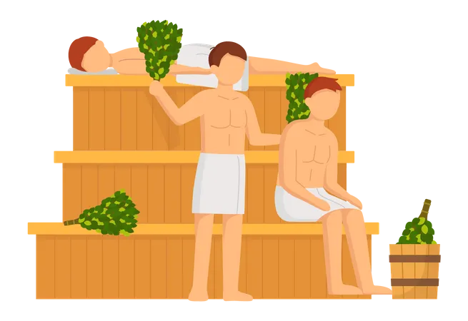 Jungs in der Sauna  Illustration