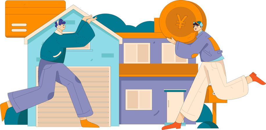 Jungs kaufen Immobilien  Illustration