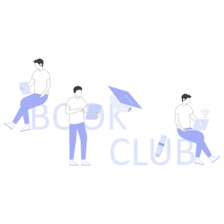 Jungs lernen im Buchclub  Illustration