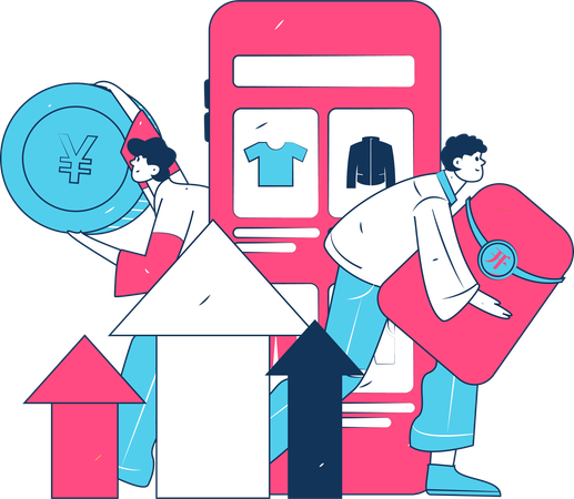 Jungs machen E-Commerce-Marketing  Illustration