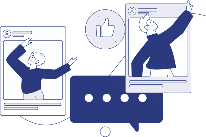 Jungen bei der Social-Media-Kommunikation  Illustration