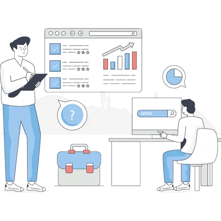 Jungs überprüfen die Rangfolge der Diagramme  Illustration