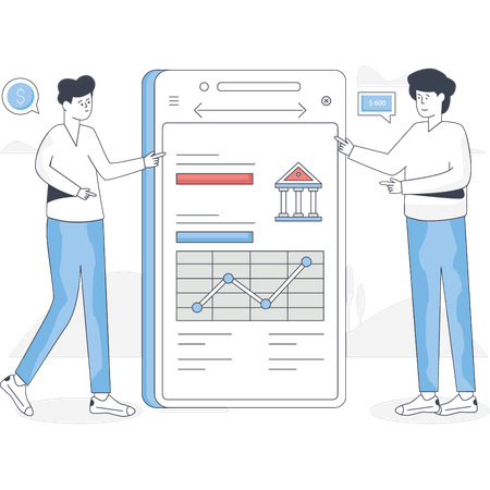 Jungs reden über Bankdiagramme  Illustration