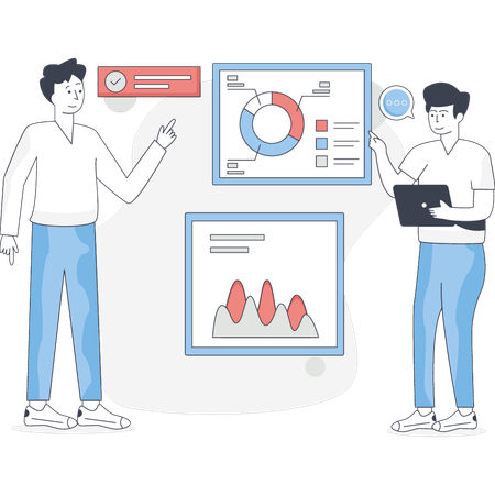 Jungen sprechen über Geschäftsstrategien  Illustration