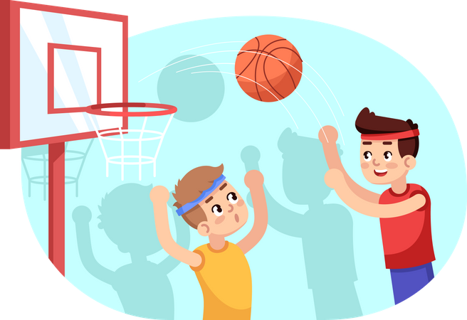 Jungs spielen Basketball  Illustration