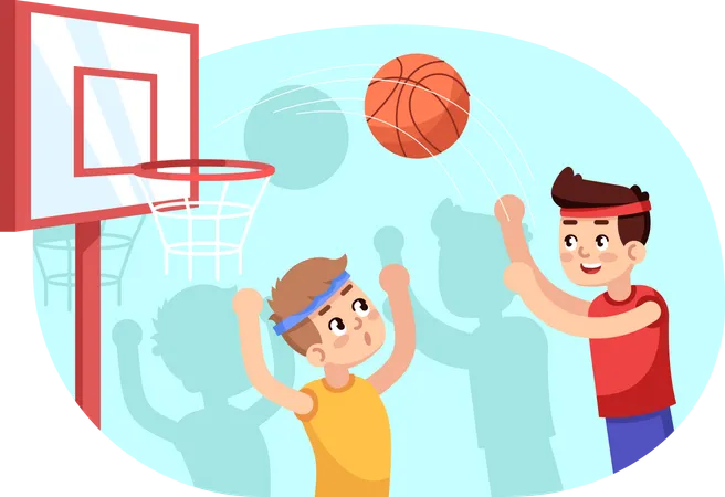 Jungs spielen Basketball  Illustration