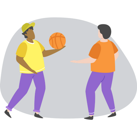 Jungs spielen Basketball  Illustration