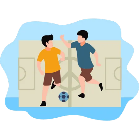 Jungs spielen Fußballspiel  Illustration