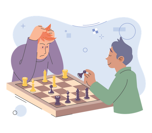 Jungs spielen Schach  Illustration