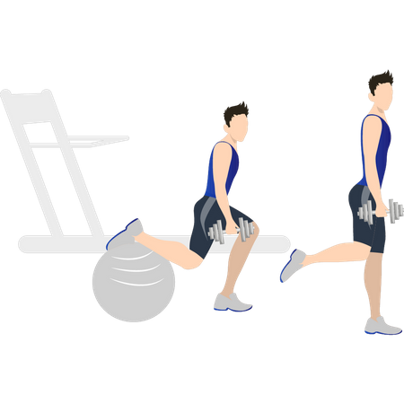 Jungen trainieren mit Fitnessgeräten  Illustration