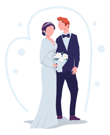 Wedding Couple Illustration Flat Vector Design Illustration