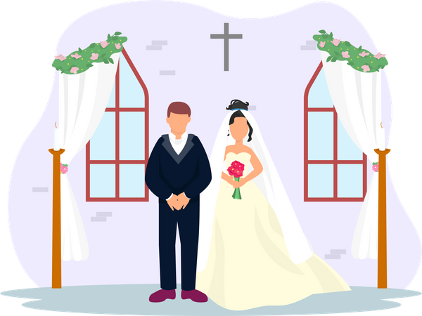 Just Married Couple Illustration