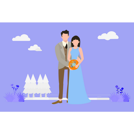 Just Married couple Illustration