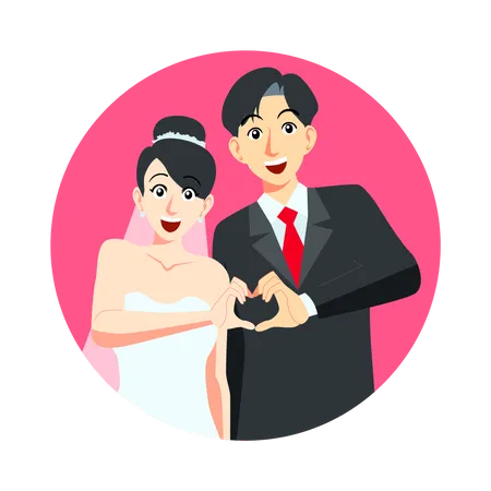 Just Married Couple  Illustration