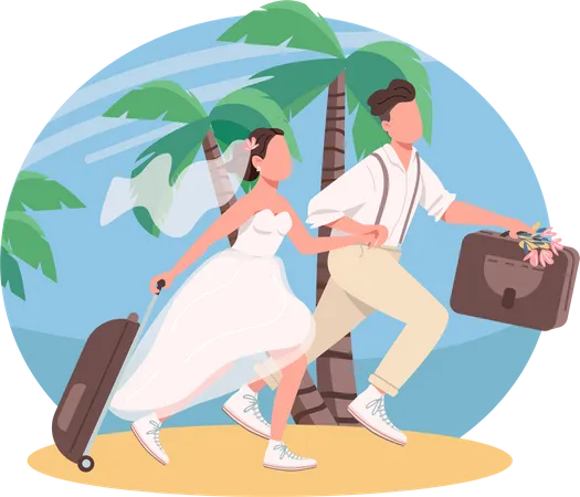 Just married couple honeymoon Illustration