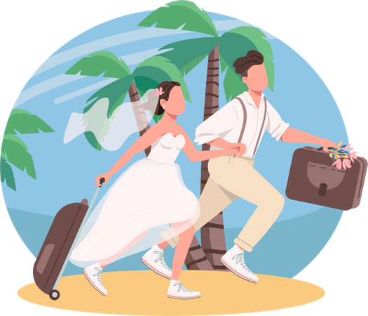 Just married couple honeymoon  Illustration