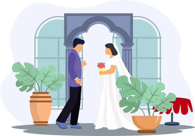 Just Married Couple  Illustration