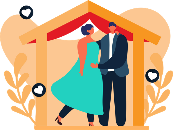 Just Married Couple  Illustration