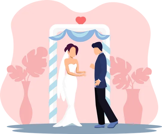 Just Married Couple  Illustration