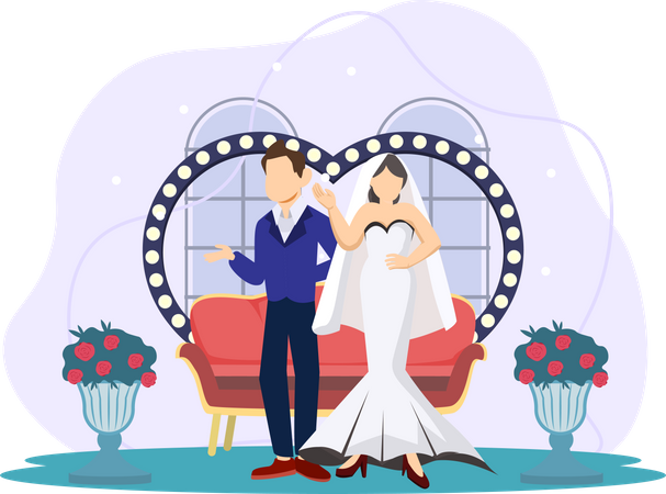 Just Married Couple  Illustration