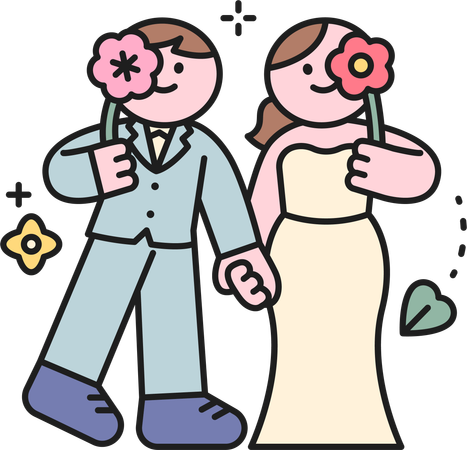 Just Married Couple  Illustration