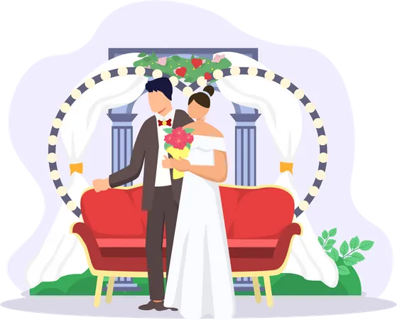 Just Married Couple  Illustration