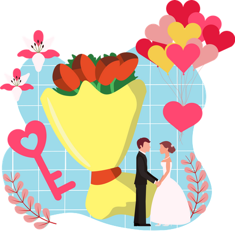 Just Married Couple  Illustration