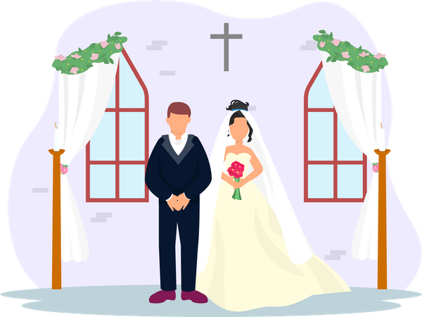 Just Married Couple  Illustration