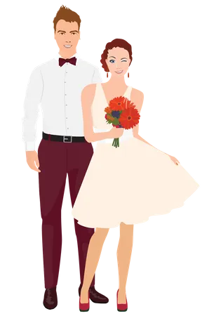 Just Married Couple  Illustration