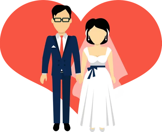 Just Married Couple  Illustration