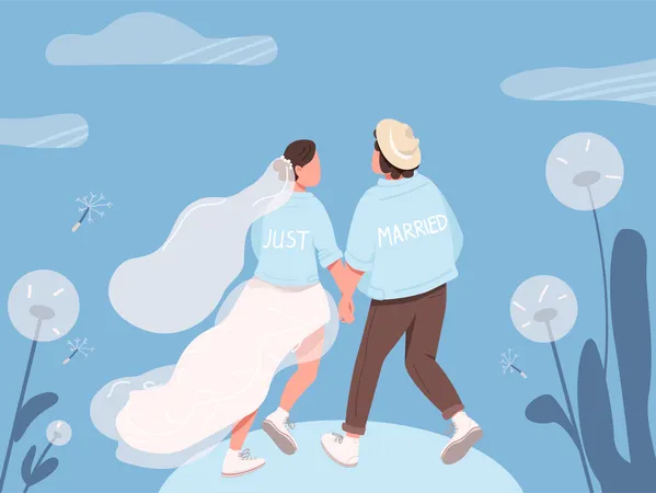 Just married happy couple Illustration