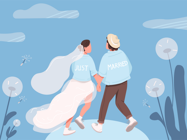 Just married happy couple  Illustration