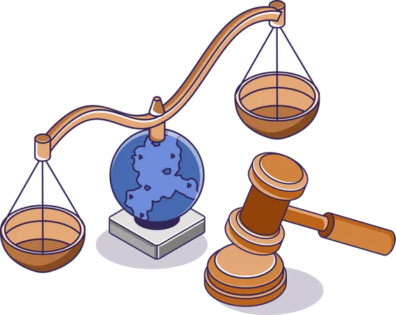 Frappez Le Marteau Et La Balance De La Justice Legale Illustration