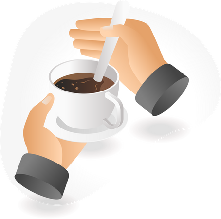 Kaffee in der Hand mit Löffel umrühren  Illustration