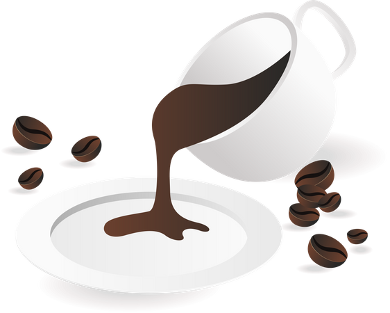 Kaffee in Untertasse gießen  Illustration