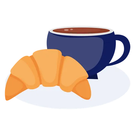 Kaffee mit Croissant  Illustration