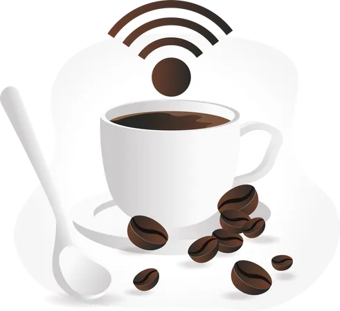 Kaffee mit WLAN-Signal  Illustration