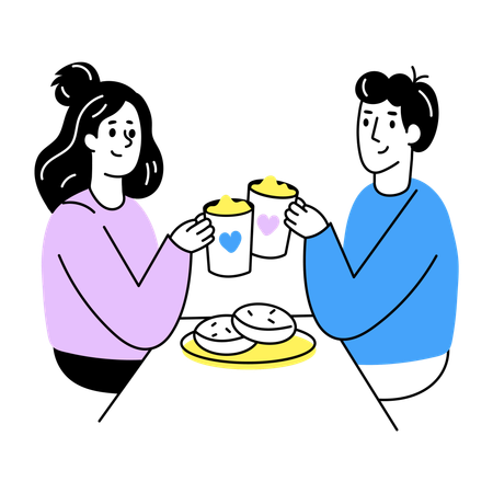 Kaffeekumpel genießen ein Kaffee-Date  Illustration