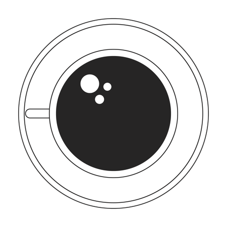 Kaffeetasse auf Teller, Vorderansicht  Illustration