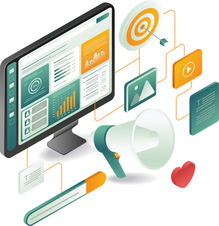 Kampagne für Netzwerkdatenanalyse und Unternehmensführung  Illustration