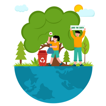 Kampagne „Umwelt retten“  Illustration