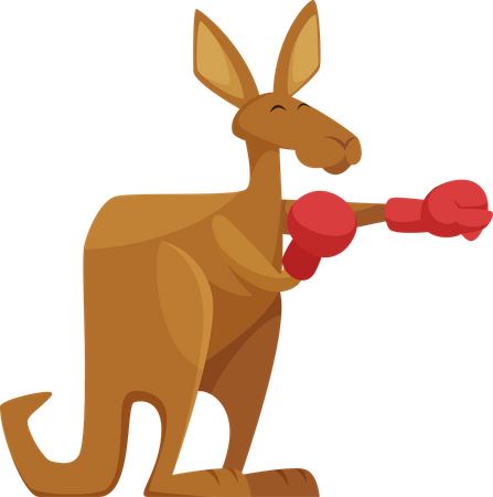 Kangaroo doing boxing Illustration