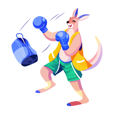 Kangaroo doing Boxing  Illustration