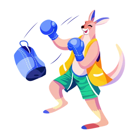 Kangaroo doing Boxing  Illustration