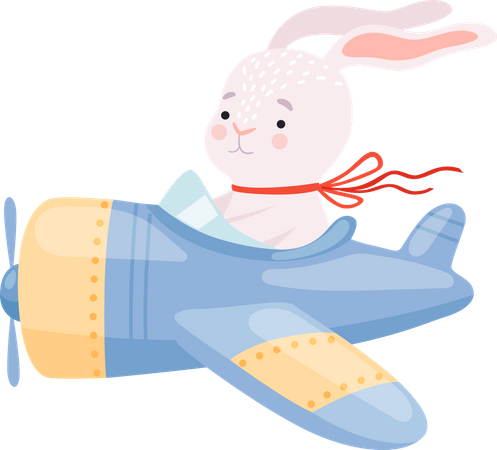 Kaninchen fliegendes Flugzeug  Illustration