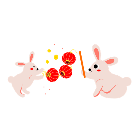 Hase mit chinesischen Ornamenten  Illustration