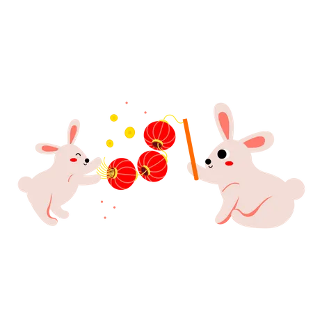 Hase mit chinesischen Ornamenten  Illustration