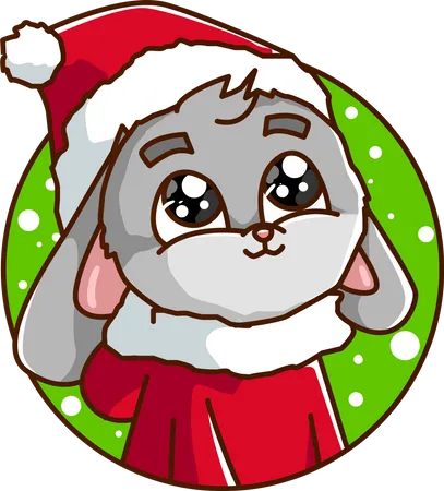 Kaninchen im Weihnachtskostüm  Illustration