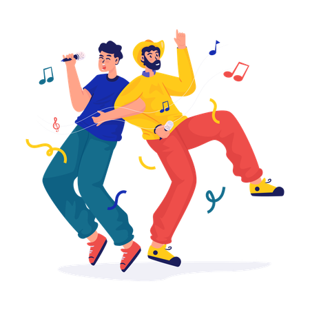 Karaoke singer duet  Illustration