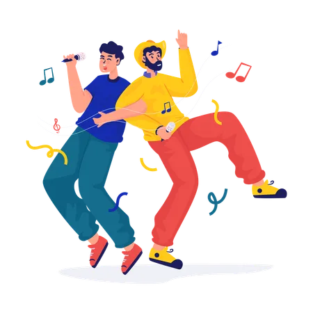 Karaoke singer duet  Illustration